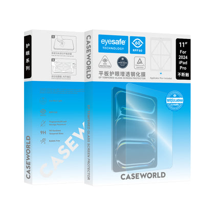 iPad Pro 13 2025 M5 CaseWorld Eyesafe Mavi Işık Teknolojili Temperli Cam Ekran Koruyucu + Uygulama Aparatı