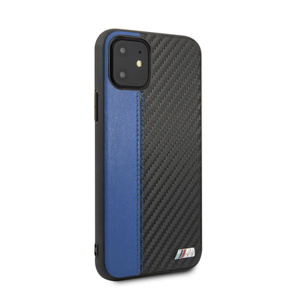 iPhone 11 Kılıf BMW Orjinal Lisanslı PU Deri Karbon Çizgili Dizayn Kapak