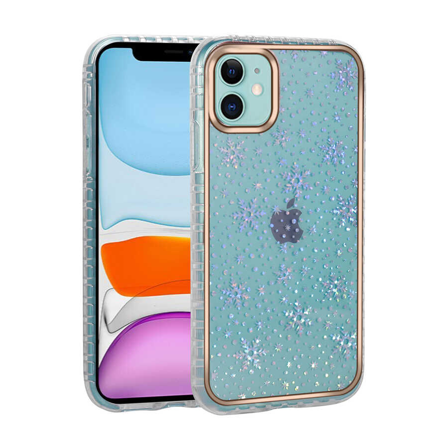 Apple iPhone 11 Kılıf Desenli Parlayan Transparan Zore Avva Kapak