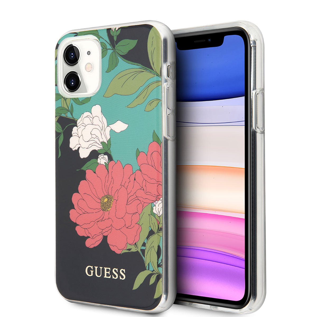iPhone 11 Kılıf GUESS Çiçek Desenli Tasarım Kapak