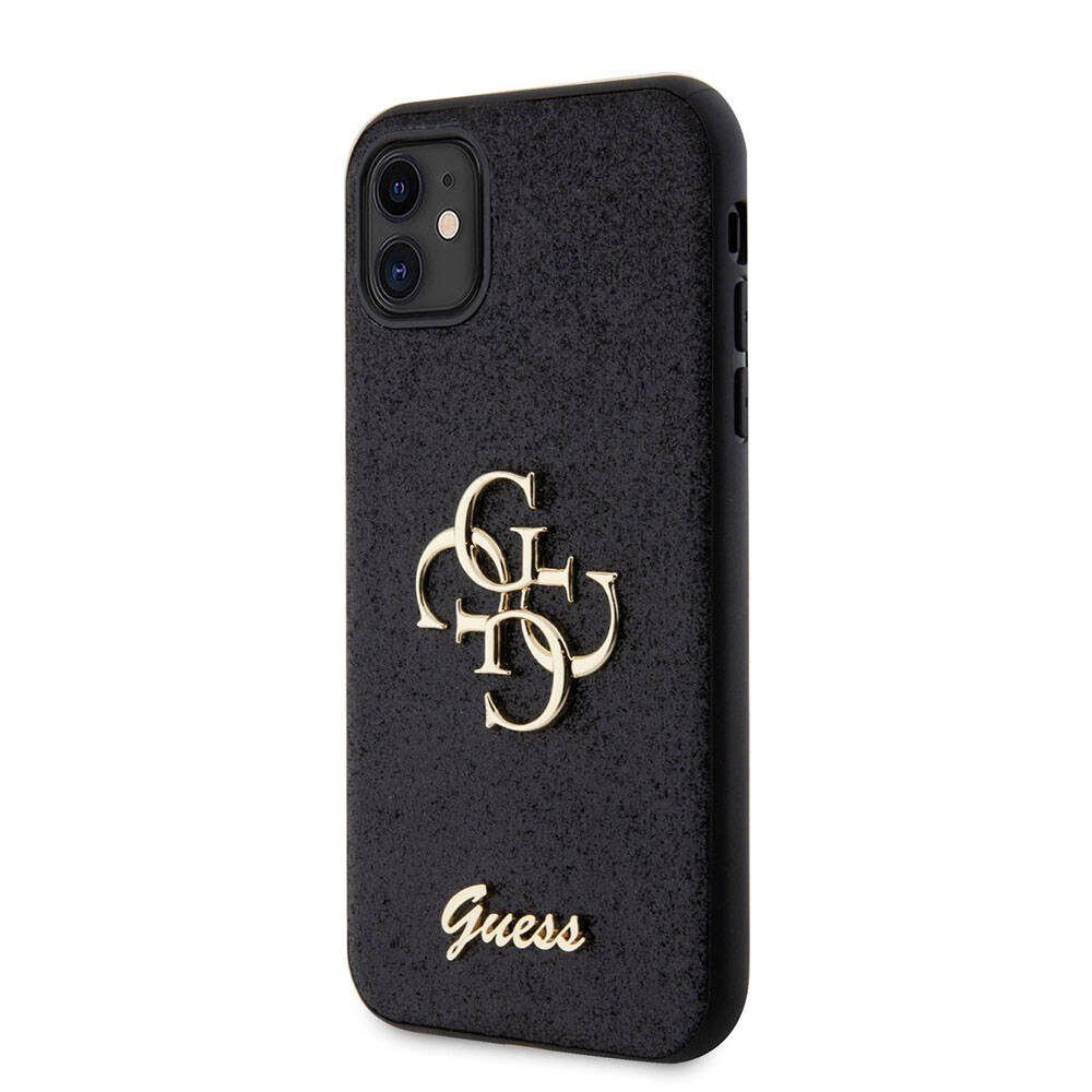 iPhone 11 Kılıf Guess Orjinal Lisanslı 4G Büyük Metal Logolu Glitter Kapak