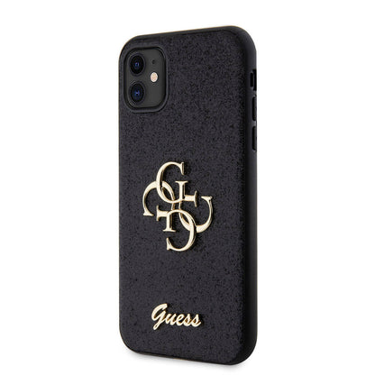 iPhone 11 Kılıf Guess Orjinal Lisanslı 4G Büyük Metal Logolu Glitter Kapak