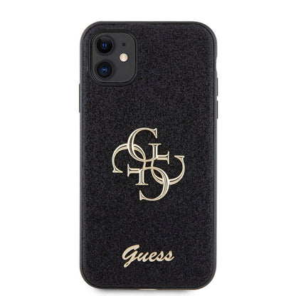 iPhone 11 Kılıf Guess Orjinal Lisanslı 4G Büyük Metal Logolu Glitter Kapak