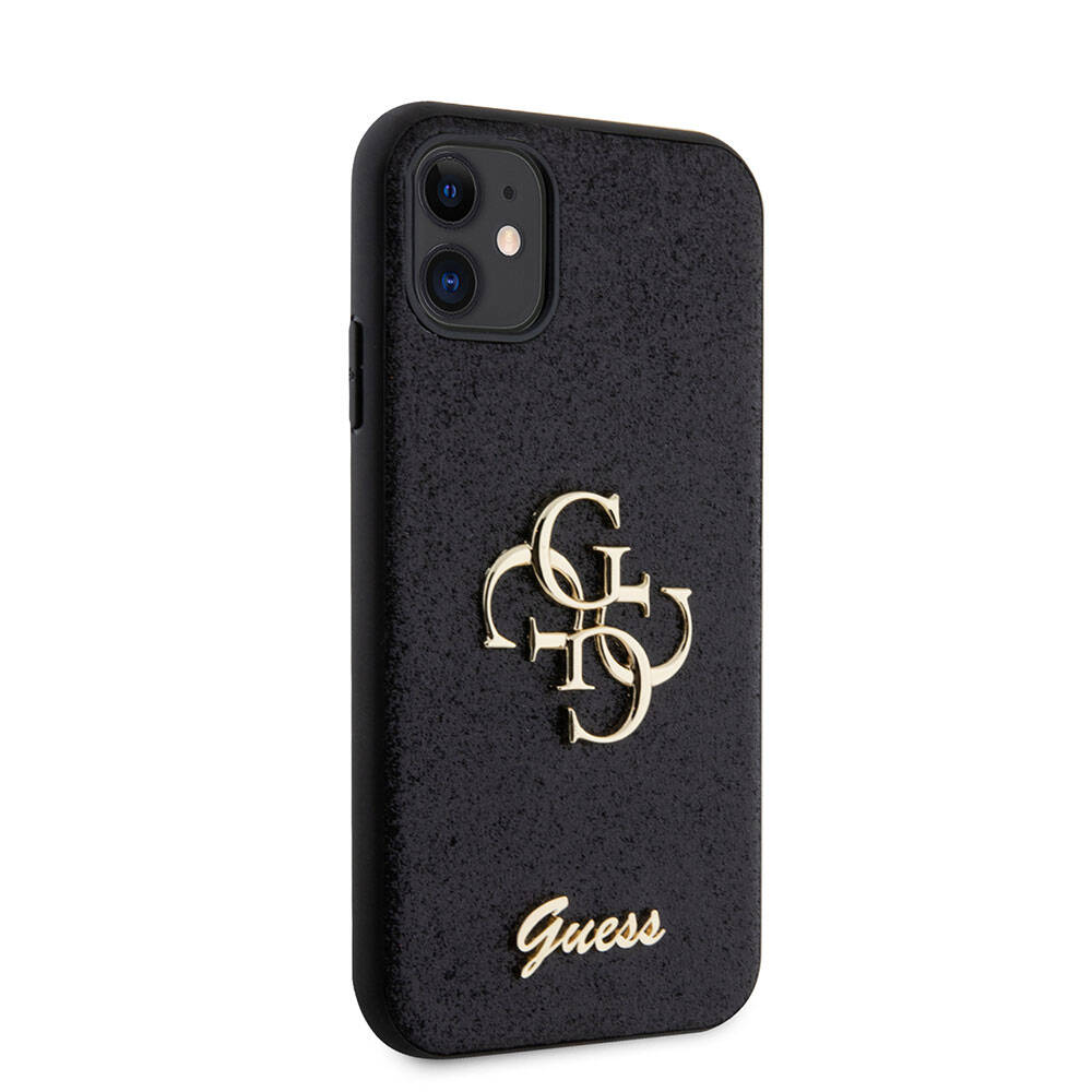 iPhone 11 Kılıf Guess Orjinal Lisanslı 4G Büyük Metal Logolu Glitter Kapak