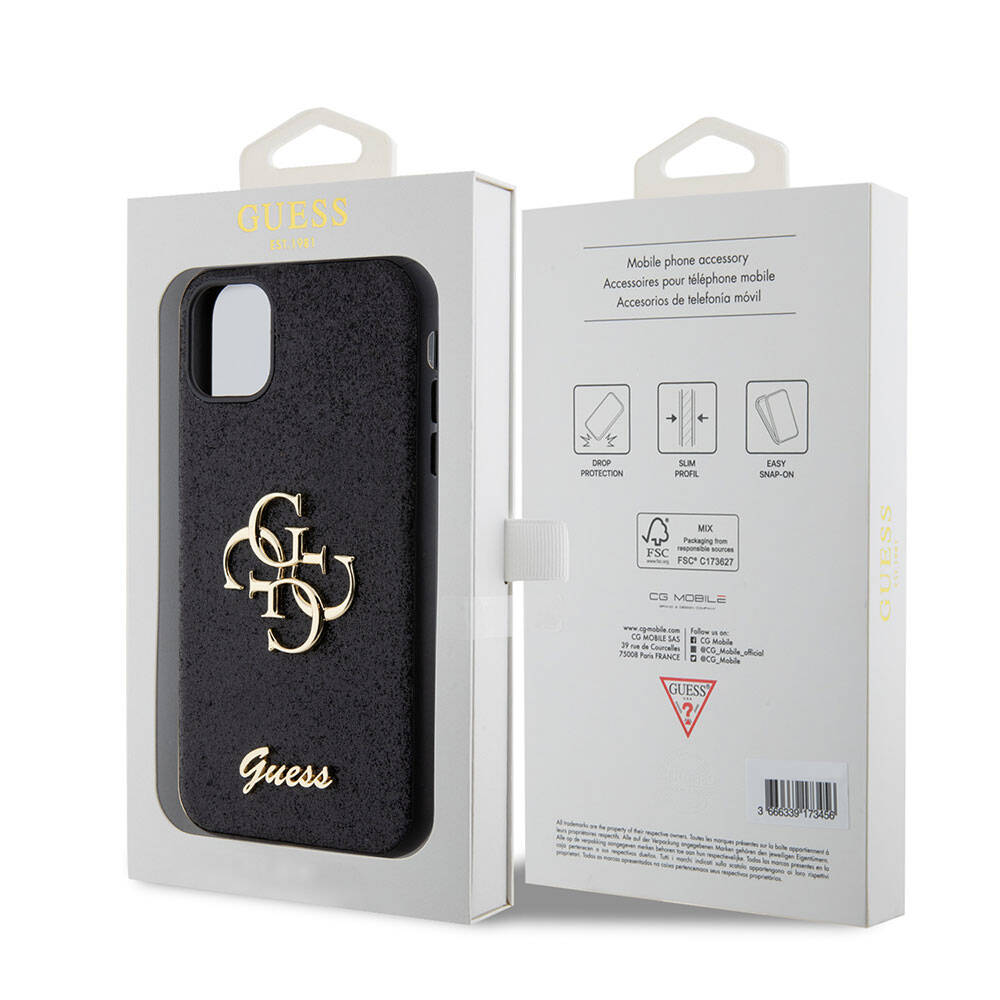 iPhone 11 Kılıf Guess Orjinal Lisanslı 4G Büyük Metal Logolu Glitter Kapak