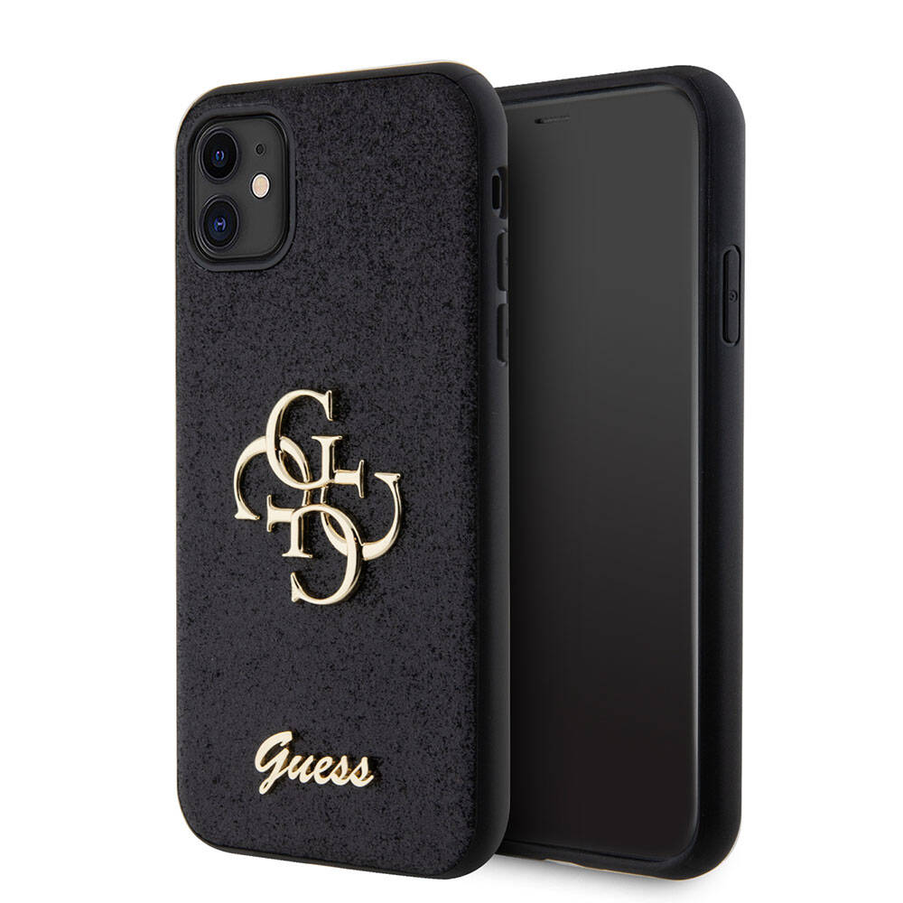 iPhone 11 Kılıf Guess Orjinal Lisanslı 4G Büyük Metal Logolu Glitter Kapak