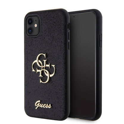 iPhone 11 Kılıf Guess Orjinal Lisanslı 4G Büyük Metal Logolu Glitter Kapak