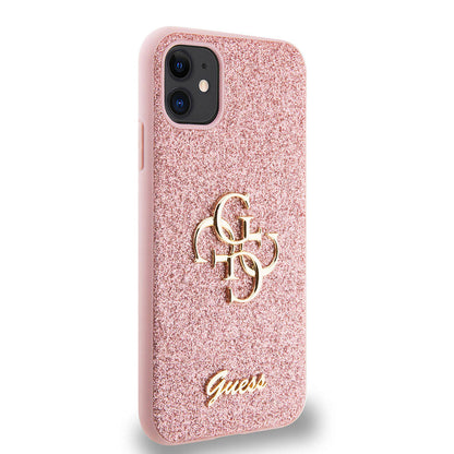 iPhone 11 Kılıf Guess Orjinal Lisanslı 4G Büyük Metal Logolu Glitter Kapak