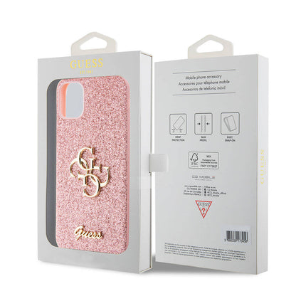 iPhone 11 Kılıf Guess Orjinal Lisanslı 4G Büyük Metal Logolu Glitter Kapak