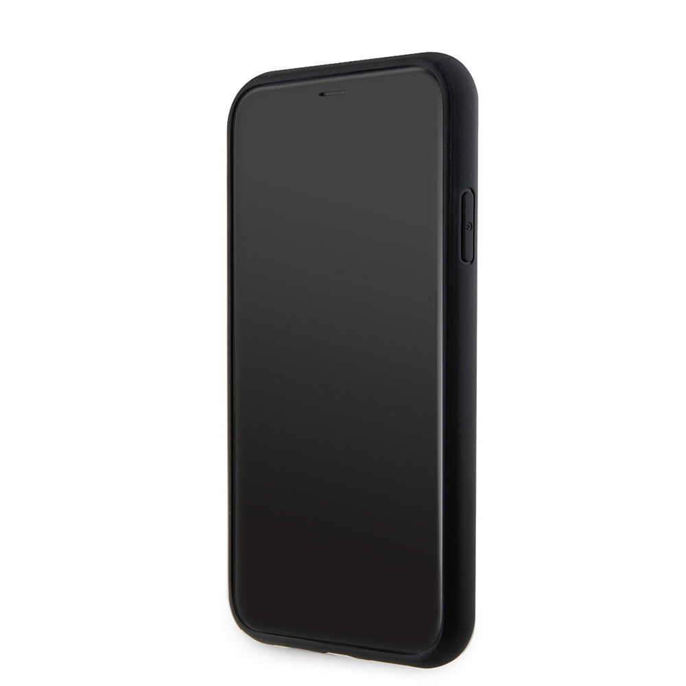 iPhone 11 Kılıf Guess Orjinal Lisanslı M-safe Şarj Özellikli Yazı Logolu Saffiano Classic Kapak