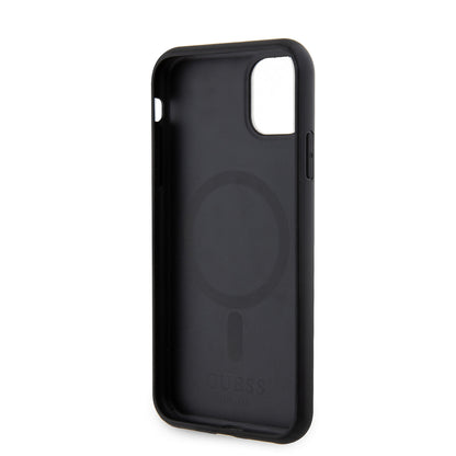 iPhone 11 Kılıf Guess Orjinal Lisanslı M-safe Şarj Özellikli Yazı Logolu Saffiano Classic Kapak