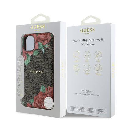 iPhone 11 Kılıf Guess Orjinal Lisanslı M-safe Uyumlu Gül Baskılı 4G Desenli Yazı Logolu Kapak