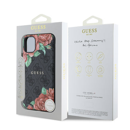iPhone 11 Kılıf Guess Orjinal Lisanslı M-safe Uyumlu Gül Baskılı 4G Desenli Yazı Logolu Kapak