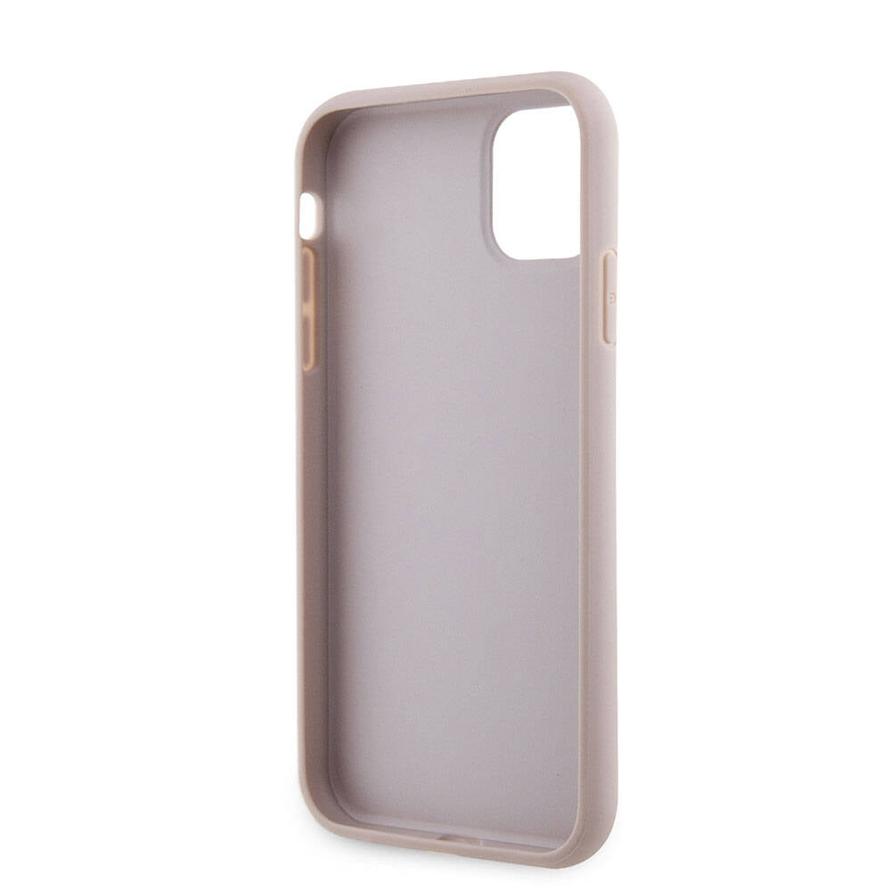 iPhone 11 Kılıf Guess Orjinal Lisanslı PU Deri Taşlı Üçgen Logo 4G Desenli Kapak