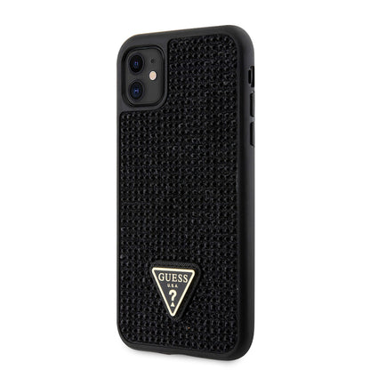 iPhone 11 Kılıf Guess Orjinal Lisanslı Taşlı Arka Yüzey Üçgen Logolu Kapak