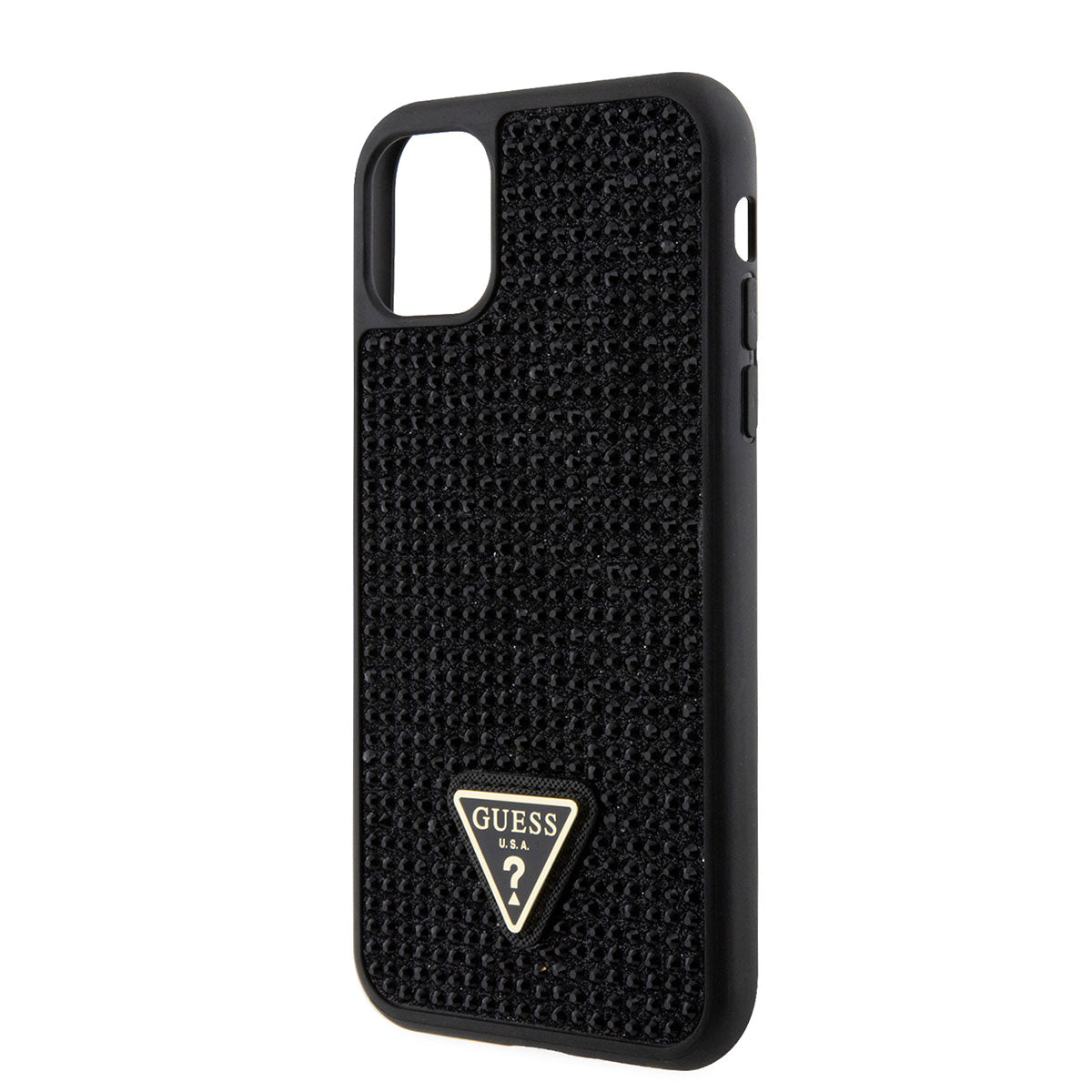 iPhone 11 Kılıf Guess Orjinal Lisanslı Taşlı Arka Yüzey Üçgen Logolu Kapak