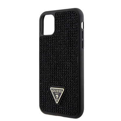 iPhone 11 Kılıf Guess Orjinal Lisanslı Taşlı Arka Yüzey Üçgen Logolu Kapak