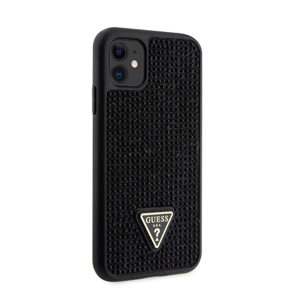 iPhone 11 Kılıf Guess Orjinal Lisanslı Taşlı Arka Yüzey Üçgen Logolu Kapak