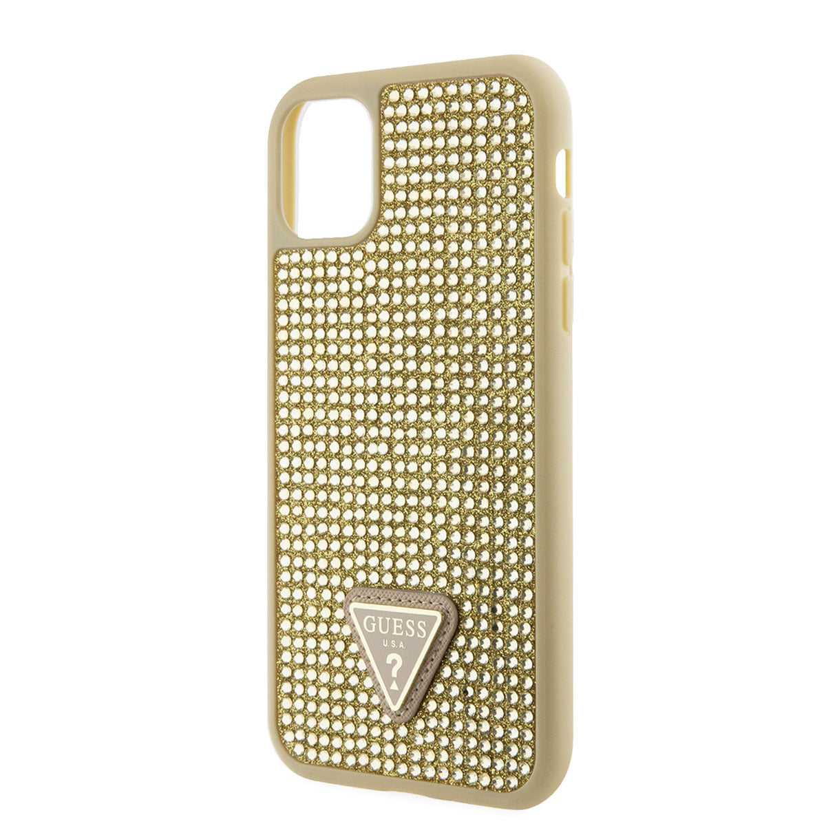 iPhone 11 Kılıf Guess Orjinal Lisanslı Taşlı Arka Yüzey Üçgen Logolu Kapak