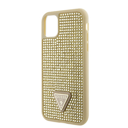 iPhone 11 Kılıf Guess Orjinal Lisanslı Taşlı Arka Yüzey Üçgen Logolu Kapak