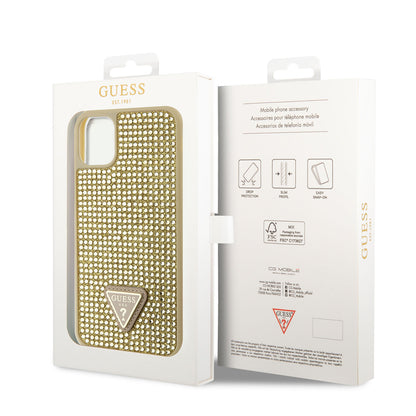 iPhone 11 Kılıf Guess Orjinal Lisanslı Taşlı Arka Yüzey Üçgen Logolu Kapak