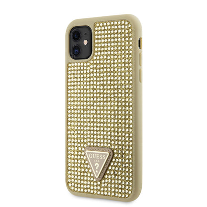 iPhone 11 Kılıf Guess Orjinal Lisanslı Taşlı Arka Yüzey Üçgen Logolu Kapak