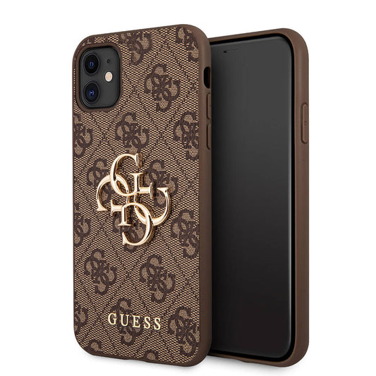 iPhone 11 Kılıf Guess PU Deri Büyük Metal Logo Dizaynlı Kapak
