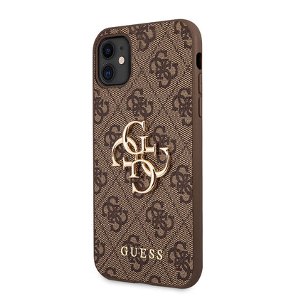 iPhone 11 Kılıf Guess PU Deri Büyük Metal Logo Dizaynlı Kapak