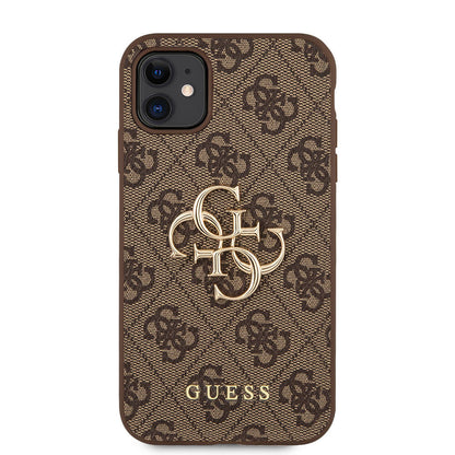 iPhone 11 Kılıf Guess PU Deri Büyük Metal Logo Dizaynlı Kapak