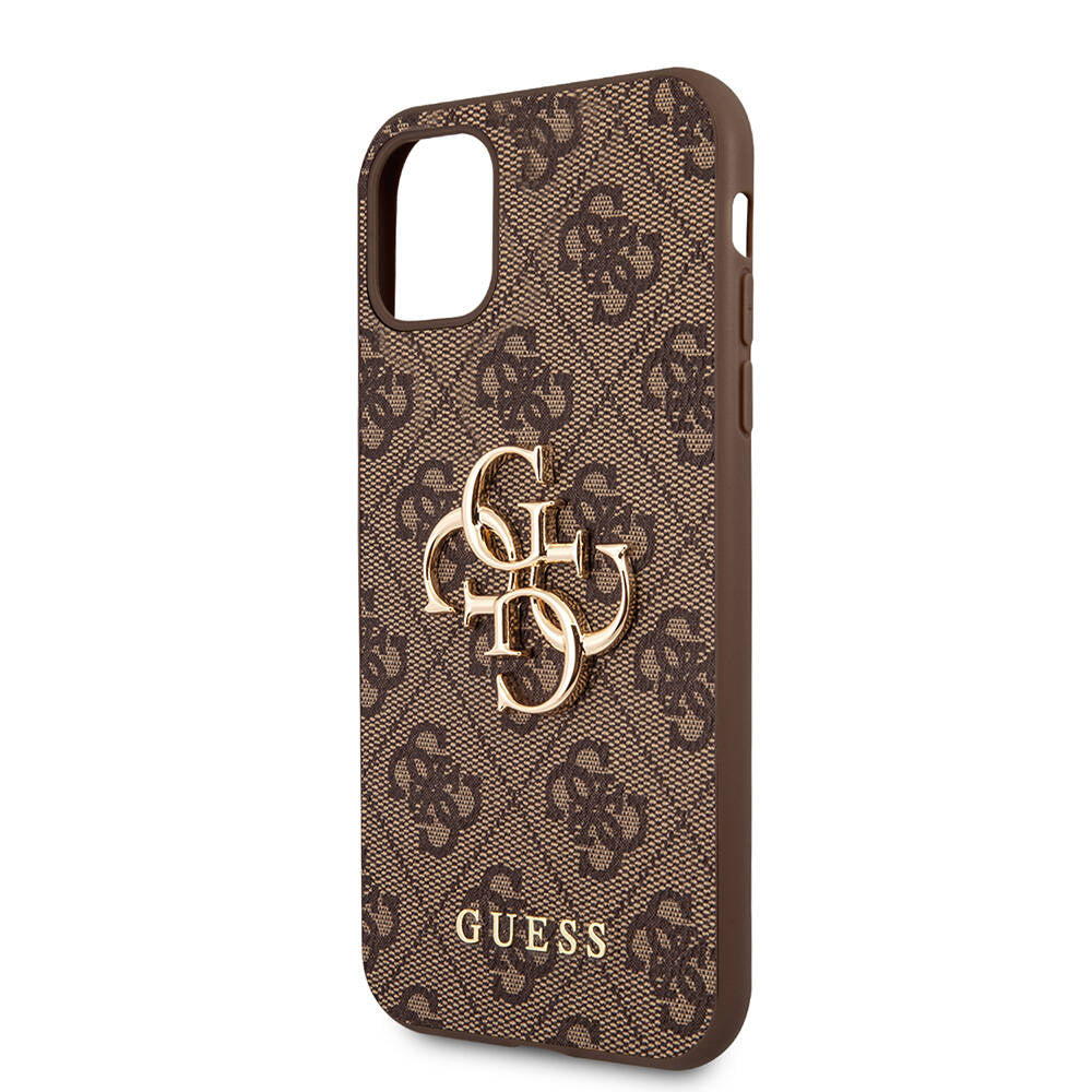 iPhone 11 Kılıf Guess PU Deri Büyük Metal Logo Dizaynlı Kapak