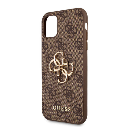 iPhone 11 Kılıf Guess PU Deri Büyük Metal Logo Dizaynlı Kapak