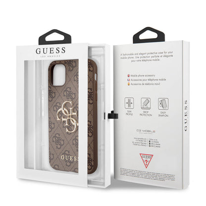 iPhone 11 Kılıf Guess PU Deri Büyük Metal Logo Dizaynlı Kapak
