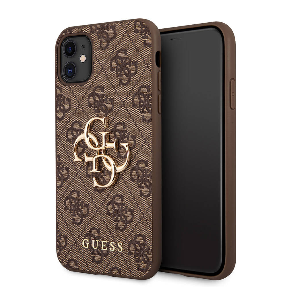 iPhone 11 Kılıf Guess PU Deri Büyük Metal Logo Dizaynlı Kapak