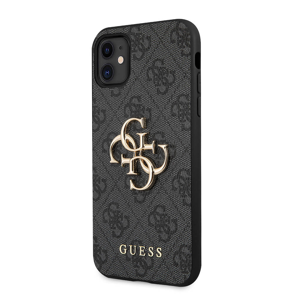 iPhone 11 Kılıf Guess PU Deri Büyük Metal Logo Dizaynlı Kapak