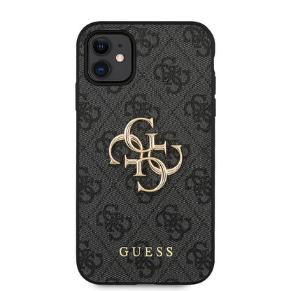 iPhone 11 Kılıf Guess PU Deri Büyük Metal Logo Dizaynlı Kapak
