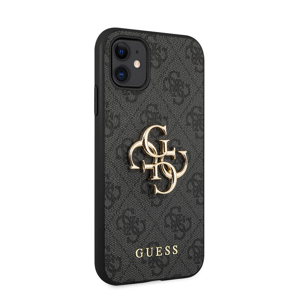 iPhone 11 Kılıf Guess PU Deri Büyük Metal Logo Dizaynlı Kapak