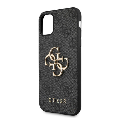 iPhone 11 Kılıf Guess PU Deri Büyük Metal Logo Dizaynlı Kapak