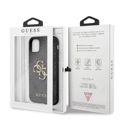 iPhone 11 Kılıf Guess PU Deri Büyük Metal Logo Dizaynlı Kapak