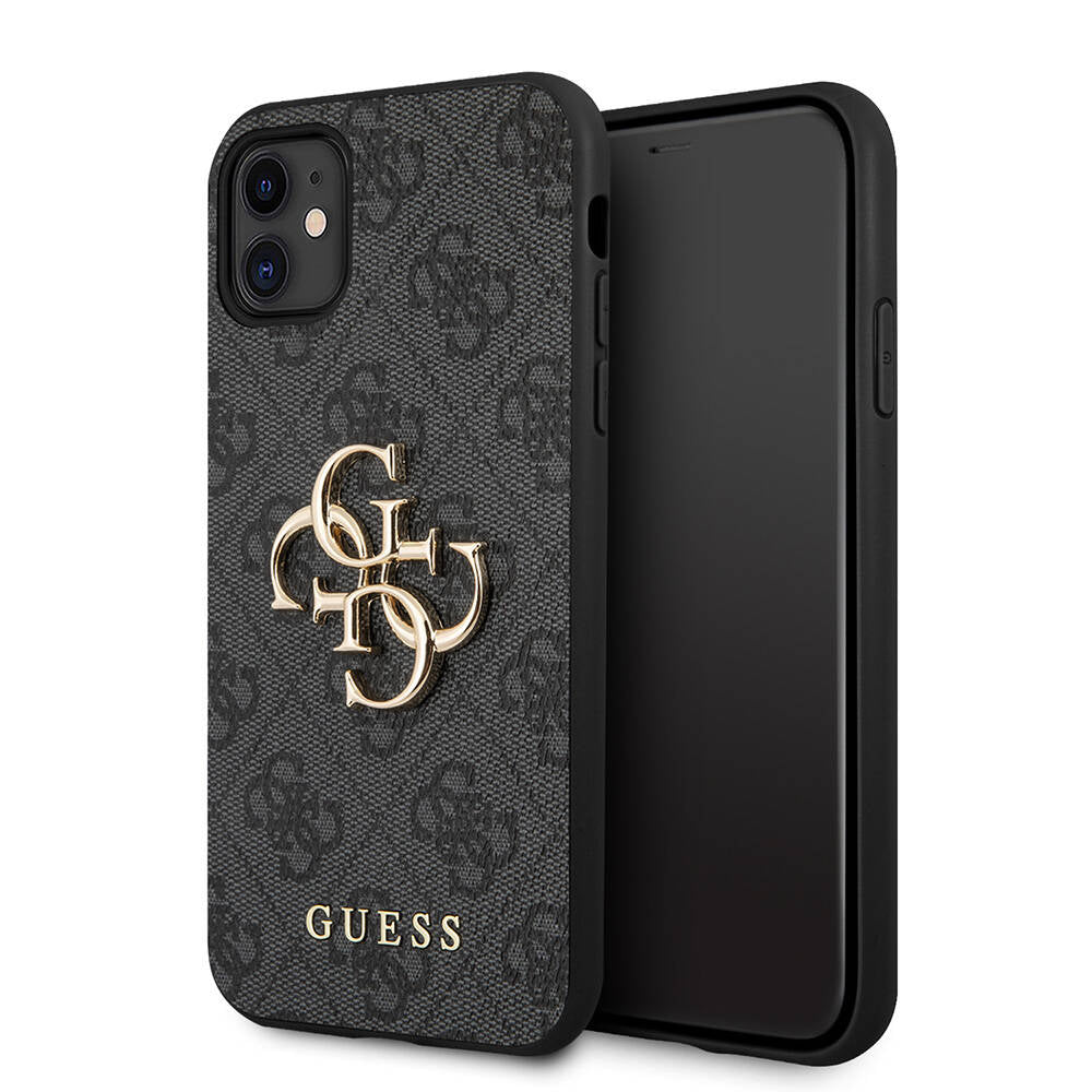 iPhone 11 Kılıf Guess PU Deri Büyük Metal Logo Dizaynlı Kapak