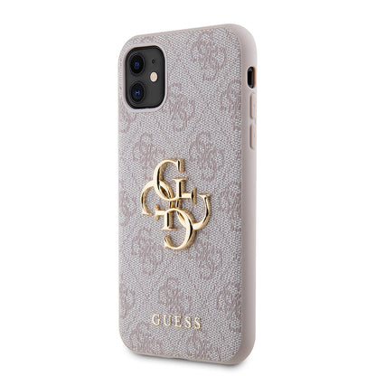 iPhone 11 Kılıf Guess PU Deri Büyük Metal Logo Dizaynlı Kapak