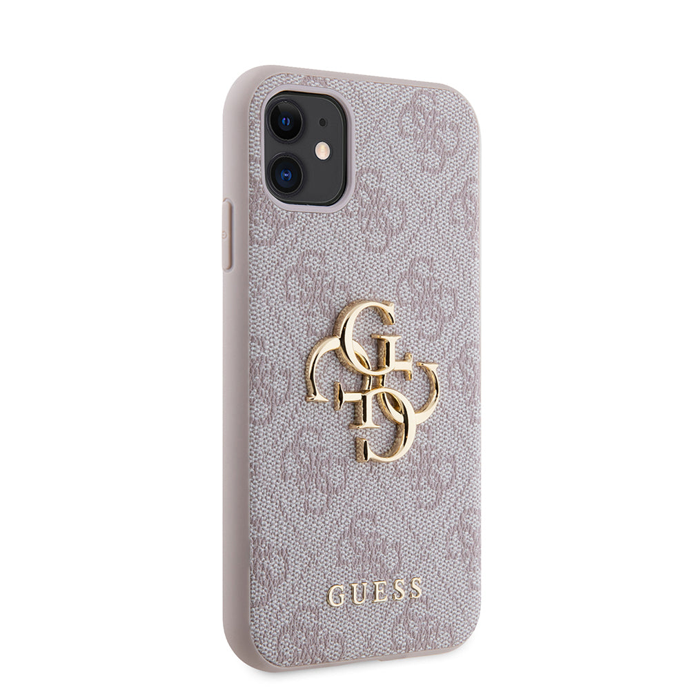 iPhone 11 Kılıf Guess PU Deri Büyük Metal Logo Dizaynlı Kapak