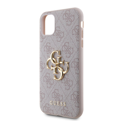 iPhone 11 Kılıf Guess PU Deri Büyük Metal Logo Dizaynlı Kapak