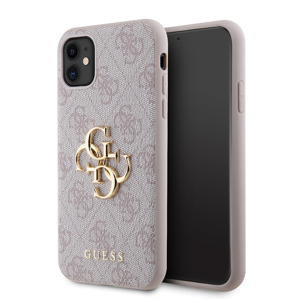 iPhone 11 Kılıf Guess PU Deri Büyük Metal Logo Dizaynlı Kapak
