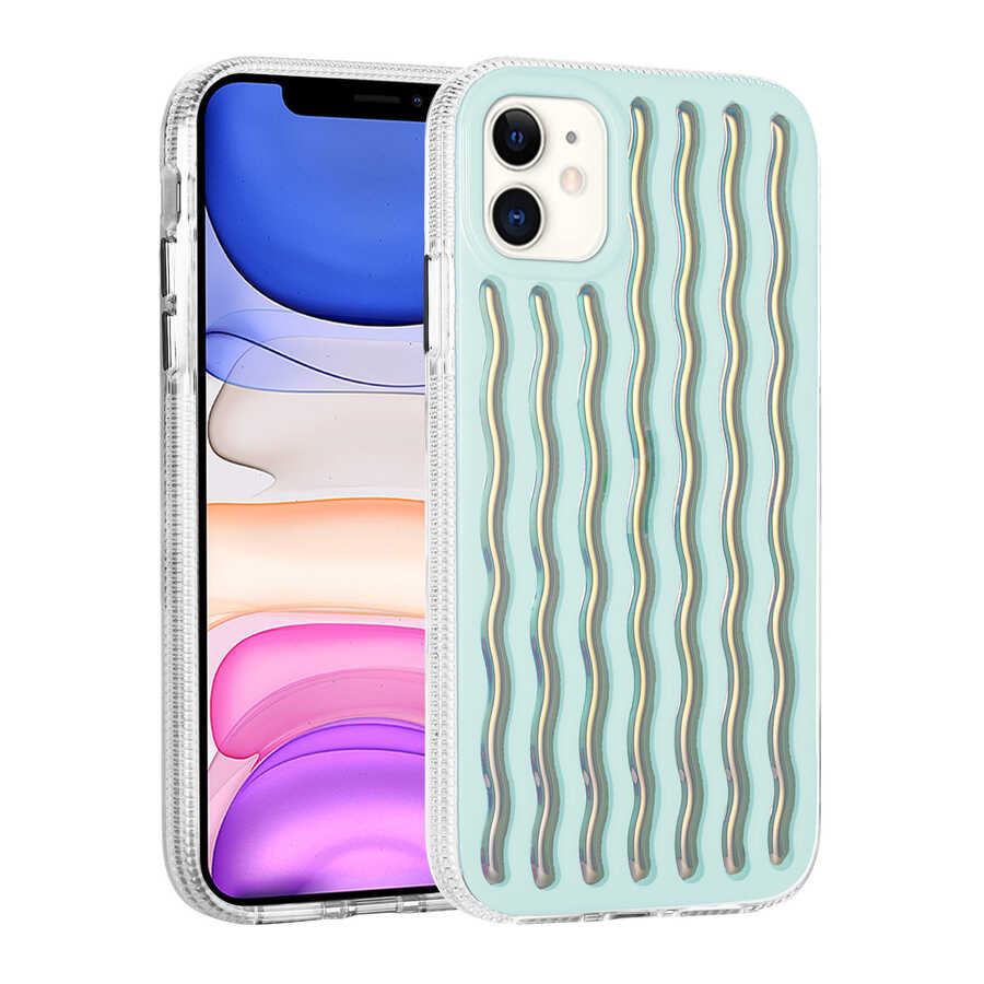 Apple iPhone 11 Kılıf Kabartmalı Dalga Tasarımlı Silikon Zore İsmira Kapak