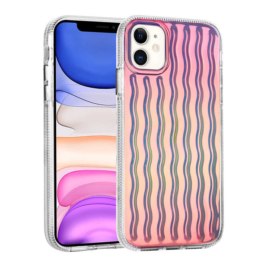 Apple iPhone 11 Kılıf Kabartmalı Dalga Tasarımlı Silikon Zore İsmira Kapak