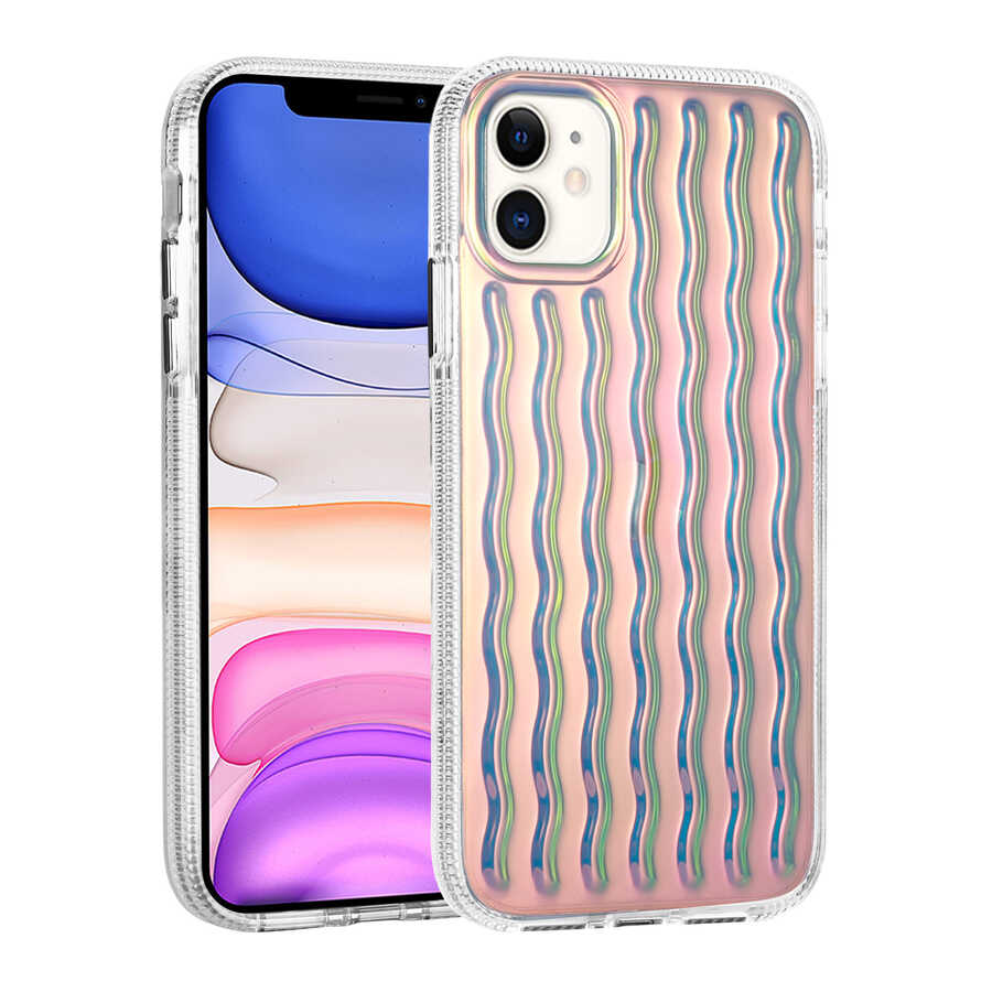 Apple iPhone 11 Kılıf Kabartmalı Dalga Tasarımlı Silikon Zore İsmira Kapak