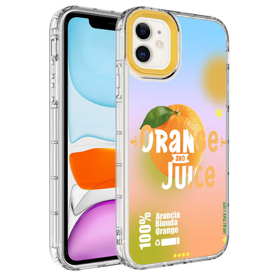 Apple iPhone 11 Kılıf Kamera Korumalı Renkli Desenli Sert Silikon Zore Korn Kapak