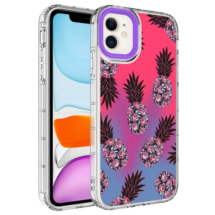 Apple iPhone 11 Kılıf Kamera Korumalı Renkli Desenli Sert Silikon Zore Korn Kapak
