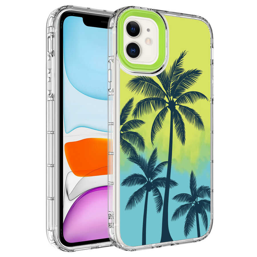 Apple iPhone 11 Kılıf Kamera Korumalı Renkli Desenli Sert Silikon Zore Korn Kapak