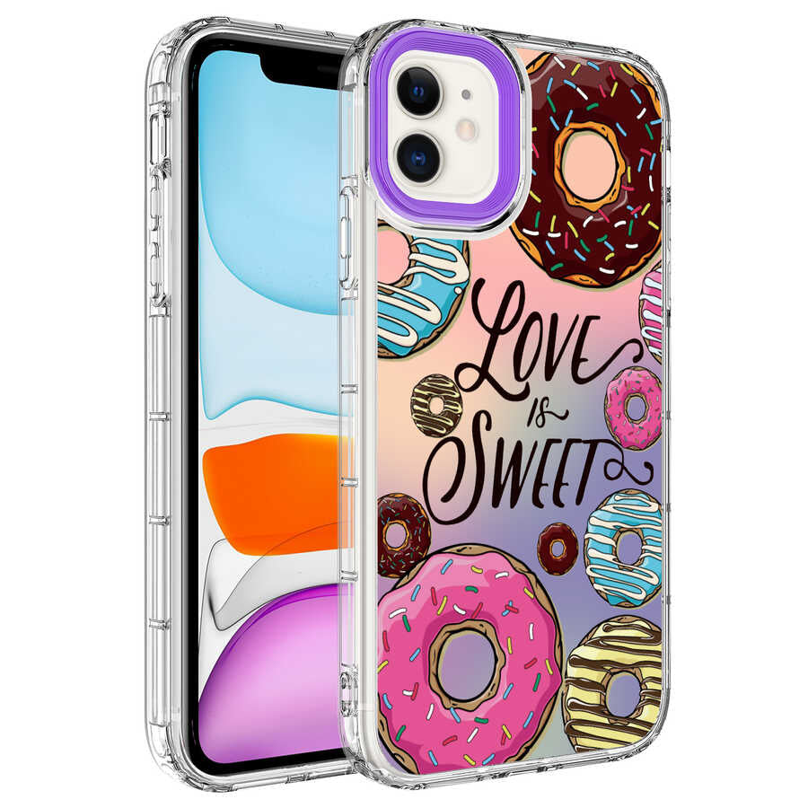 Apple iPhone 11 Kılıf Kamera Korumalı Renkli Desenli Sert Silikon Zore Korn Kapak